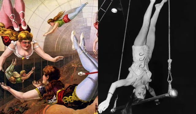 En el show circense presentado por la compañía Unión eran infaltables los trapecistas. Foto: composición LR/El País