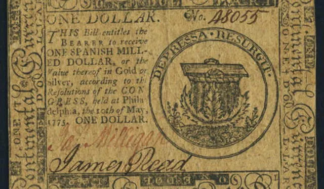 Así fue el primer billete impreso de 1 dólar. Foto: captura Old money prices