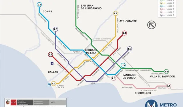 La futura red completa del Metro de Lima. Foto: DePerú