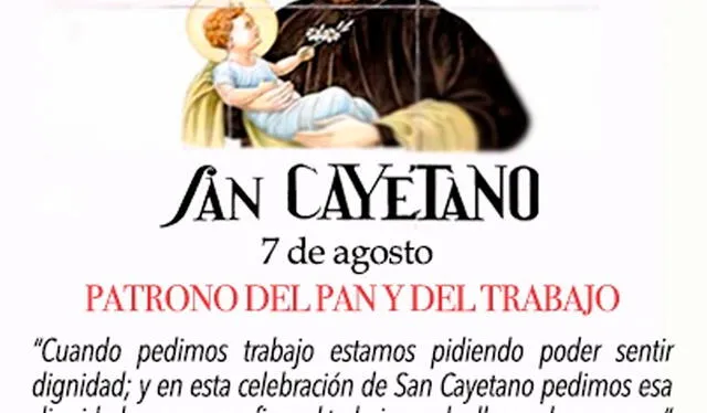 Tarjetas por el Día de San Cayetano. Foto: Imágenes de whatsapp