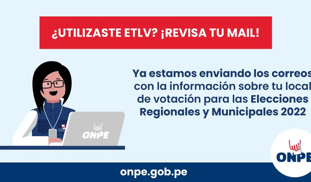 ONPE comenzó a enviar correos confirmando local de votación. Foto: Twitter ONPE