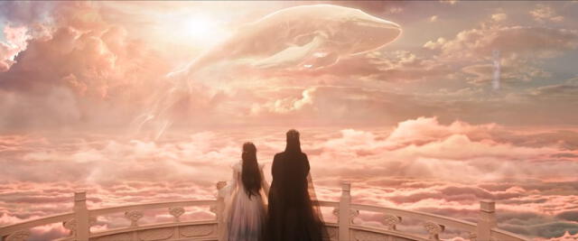 Ballena de las nubes es uno de los seres míticos presentes en "Love between fairy and devil". Foto: captura de iQIYI