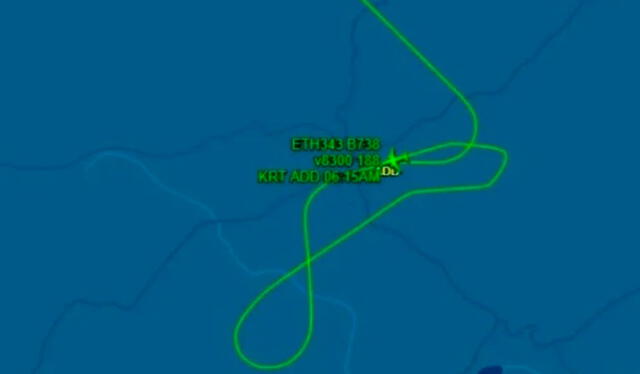 El recorrido que hizo el Boeing 737 antes de aterrizar con 154 pasajeros a bordo. Foto: Twitter