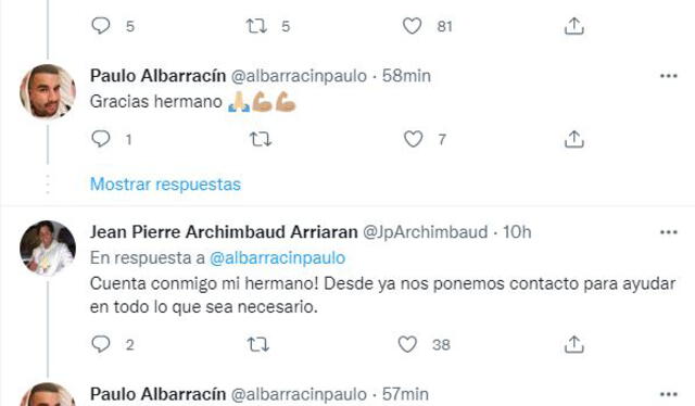 Algunos futbolistas respondieron el llamado de Albarracín. Foto: Twitter