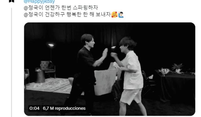 Saludo de Taehyung para Jungkook. Foto: captura Twitter