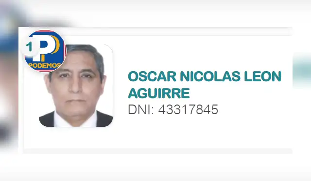 Oscar León, candidato por Podemos Perú. Foto: JNE Oscar León, candidato por Podemos Perú. Foto: JNE