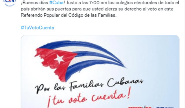 Está previsto que la Comisión Electoral Nacional (CEN) difunda los resultados 5 días después del referéndum. Foto: captura / Twitter @Elecciones_Cuba