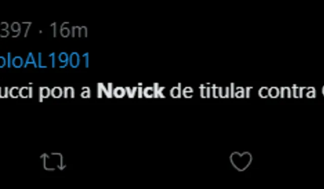 Hincha pide a Novick contra Cristal. Foto: captura de Twitter