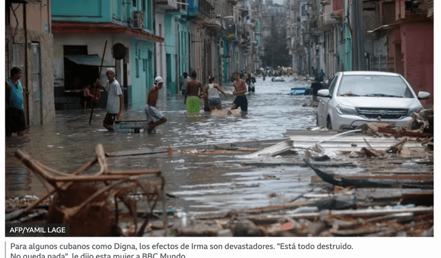Foto parte de la galería de imágenes de BBC Mundo para ilustrar los daños que dejó el huracán Irma en septiembre del año 2017. Foto: Captura LR/BBC News Mundo.