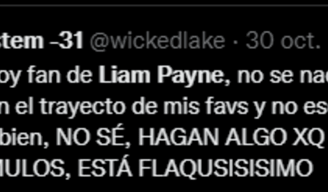 Usuarios preocupados por la salud de Liam Payne. Foto: Twitter