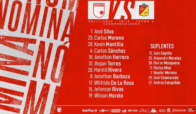 Alineación confirmada Independiente Santa Fe