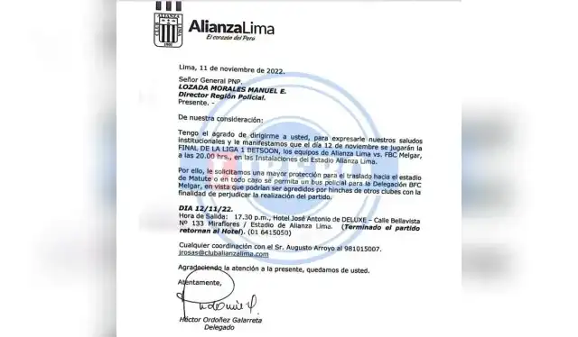 Solicitud de Alianza Lima. Foto: Diario Líbero Solicitud de Alianza Lima. Foto: Diario Líbero