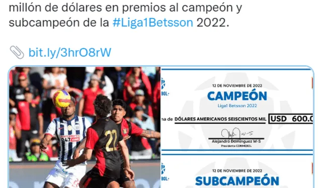 La FPF dando a conocer el premio que se repartirán entre Alianza Lima y Melgar. Foto: FPF