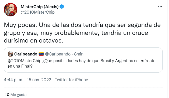 Mister Chip respondió a la consulta sobre una final sudamericana. Foto: captura Twitter