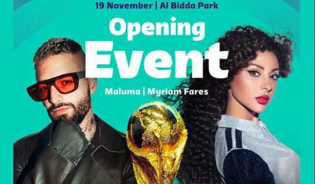 Maluma y Miryam Fares son los encargados de abrir las actividades del Mundial Qatar 2022 en el Fan Fest de la FIFA. Foto: FIFA World Cup