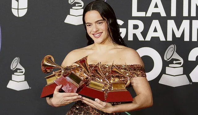  Álbum del año. Rosalía se llevó en total cuatro Grammys. Foto: AFP    