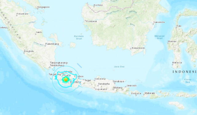 Localizador del terremoto en Indonesia, el 21 de noviembre de 2022. Foto: USGS