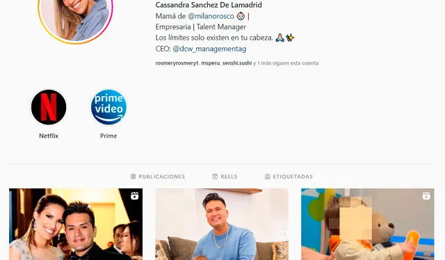 Así luce el Instagram de Cassandra Sánchez de Lamadrid. Foto: Cassandra Sánchez de Lamadrid/Instagram