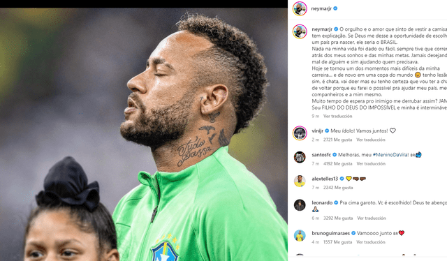 Neymar expresó su tristeza. Foto: Instagram