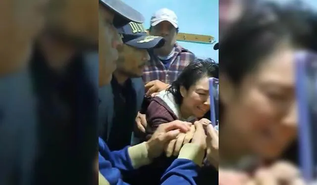 Arrascue Espinoza sollozaba durante todo el rescate, mientras los efectivos le pedían tranquilidad. Foto: captura video/TV Noticias Trujillo