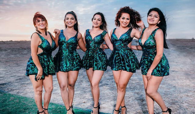 Las integrantes de Corazón Serrano lucen un vestido diseñado por Yrma Guerrero Neira. Foto: Facebook<br><br>    