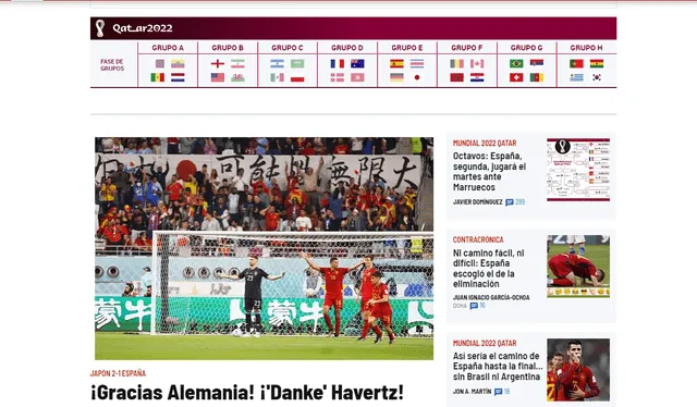 La prensa española tras la caída de su selección ante Japón. Foto: captura Marca