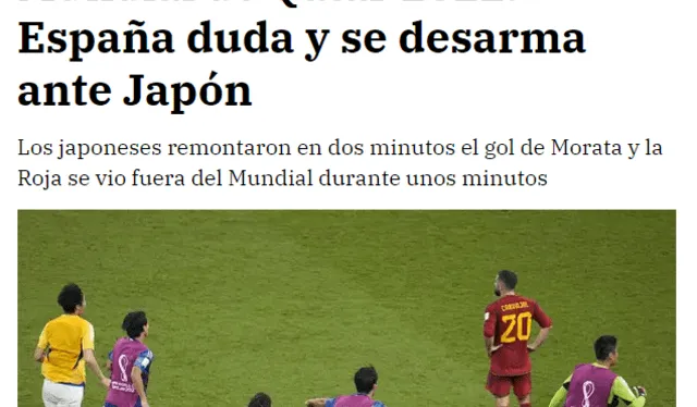 La prensa española tras la caída de su selección ante Japón. Foto: captura La Razón