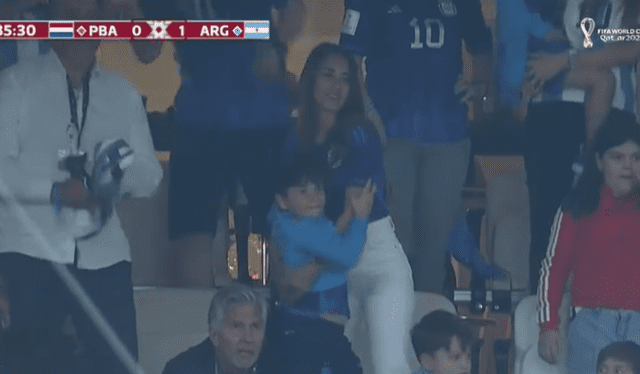 Antonella festeja el primer gol de Argentina. Foto: captura de TyC Sports