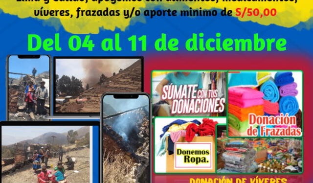 Ayuda a los pobladores de Quispillacta. Foto: Facebook