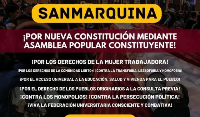 Afiche que convoca a los samarquinos a movilizarse este 10 de diciembre por una nueva constitución. Foto: Descarga de Facebook