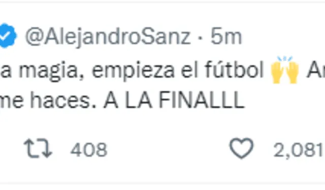 Alejandro Sanz se pronunció emocionado por la victoria de Argentina ante Croacia. Foto: Twitter