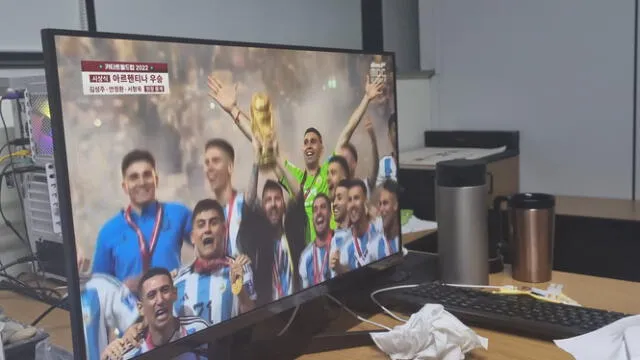 Taehyun de TXT celebró la victoria argentina. Foto: Weverse Taehyun de TXT celebró la victoria argentina. Foto: Weverse