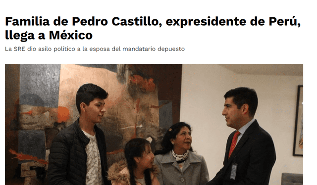 Así informa la prensa mexicana sobre la reciente llegada de la ex primera dama y sus hijos para recibir asilo político. Foto: El Universal