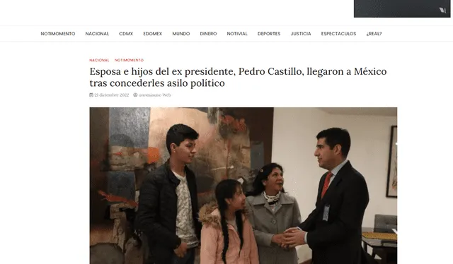 Así informa la prensa mexicana sobre la reciente llegada de la ex primera dama y sus hijos para recibir asilo político. Foto: Unomásuno