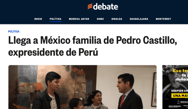 Así informa la prensa mexicana sobre la reciente llegada de la ex primera dama y sus hijos para recibir asilo político. Foto: Debate