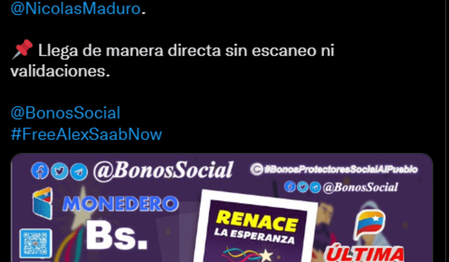 La entrega del Bono Navideño suele hacerse a pocos días de las fiestas de fin de año en Venezuela. Foto: Twitter (BonoSocial)