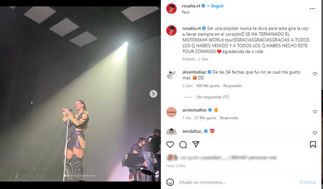  Rosalía llevó su gira "Motomami" por diversos países. Foto: Instagram/ Rosalía.   