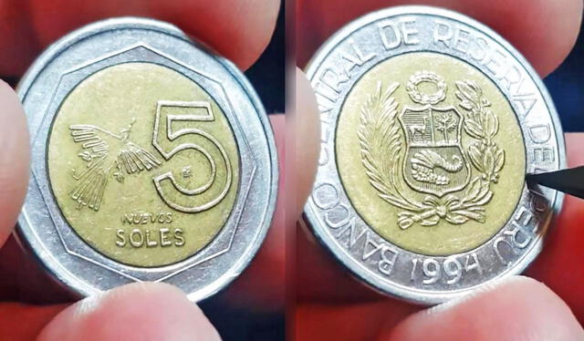 La moneda de 5 soles de 1994 es una de las más buscadas entre los especialistas de la Numismática. Foto: composición LR/Numismática Inca/TikTok   