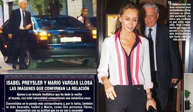 Mario Vargas Llosa e Isabel Preysler tuvieron una segunda salida a comer. En esa ocasión el escritor dio declaraciones sobre su matrimonio con Patricia. Foto: composición LR/Revista Hola!