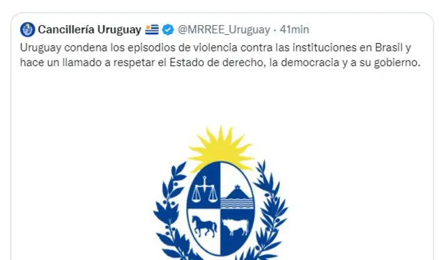 Luis Lacalle Pou, presidente de Uruguay, lamento acciones que afectan la democracia en Brasil. Foto: @LuisLacallePou/Twitter