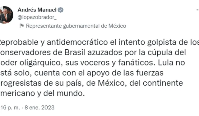 AMLO rechaza la toma de sedes estatales en Brasil.