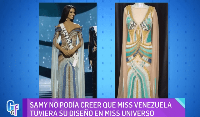 Vestido de Amanda Dudamel habría sido plagiado, según diseñador. Foto: Univisión.