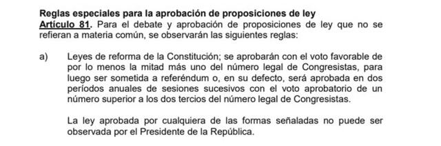 El Reglamento del Congreso avala el artículo 206.   