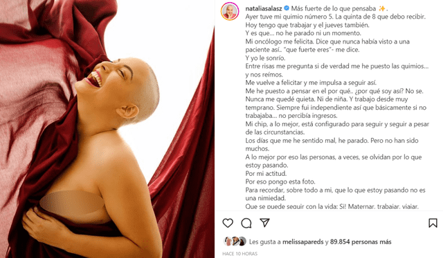 Natalia Salas lucha contra el cáncer. Foto: Instagram   