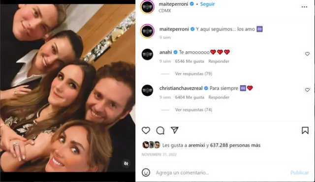 Se juntaron los RBD. Foto: captura/@maiteperroni/Instagram   