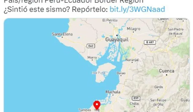 Último temblor registrado en Ecuador. Foto: Twitter/ @IGecuador    