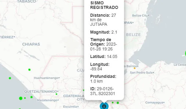  Último temblor registrado en Guatemala. Foto: INSIVUMEH   