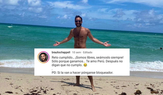  El actor Braulio Chapell cumplió su promesa. Foto: captura Braulio Chapell/Instagram 