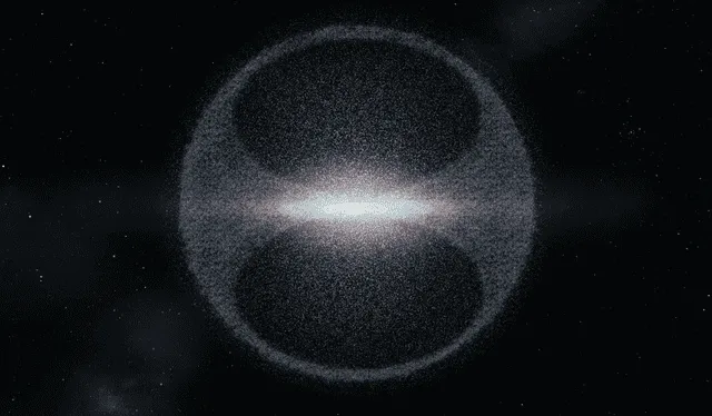  La Nube de Oort, compuesta de miles de millones de cometas, envuelve como una cáscara a todo el sistema solar. Foto: BBC Night Sky   