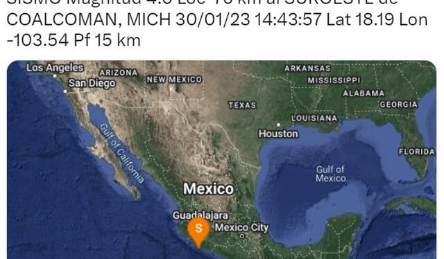 Último sismo en México hoy, 30 de enero. Foto: Twitter/ @SismologicoMX   